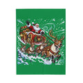 Christmas Santa and Reindeer Velveteen Plush Blanket