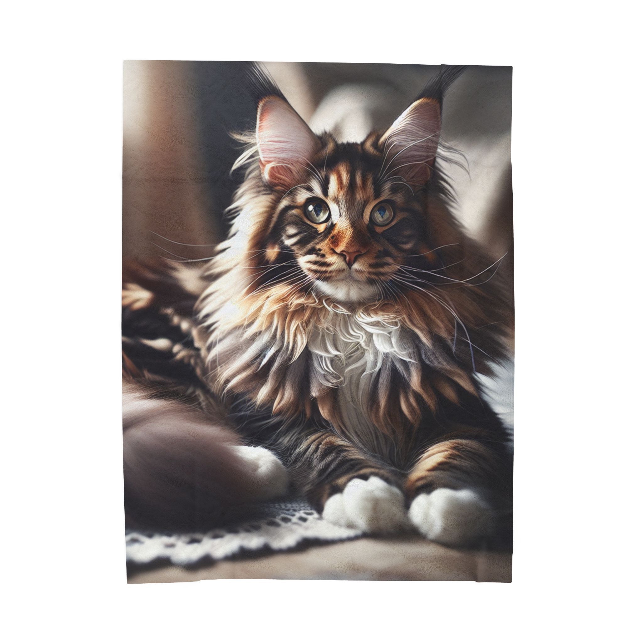 Velveteen Plush Blanket - Maine Coon Cat 2