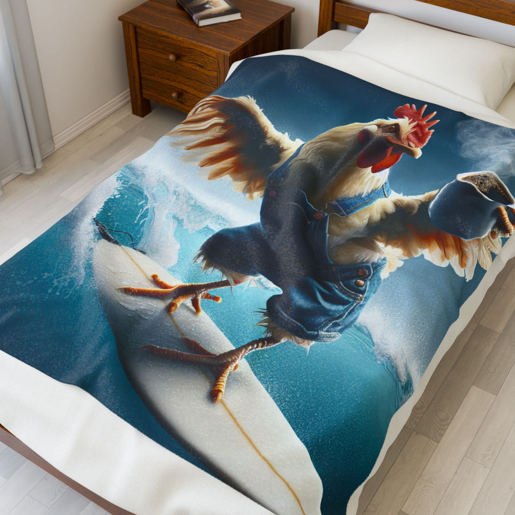 Velveteen Plush Blanket - Rooster Surfing