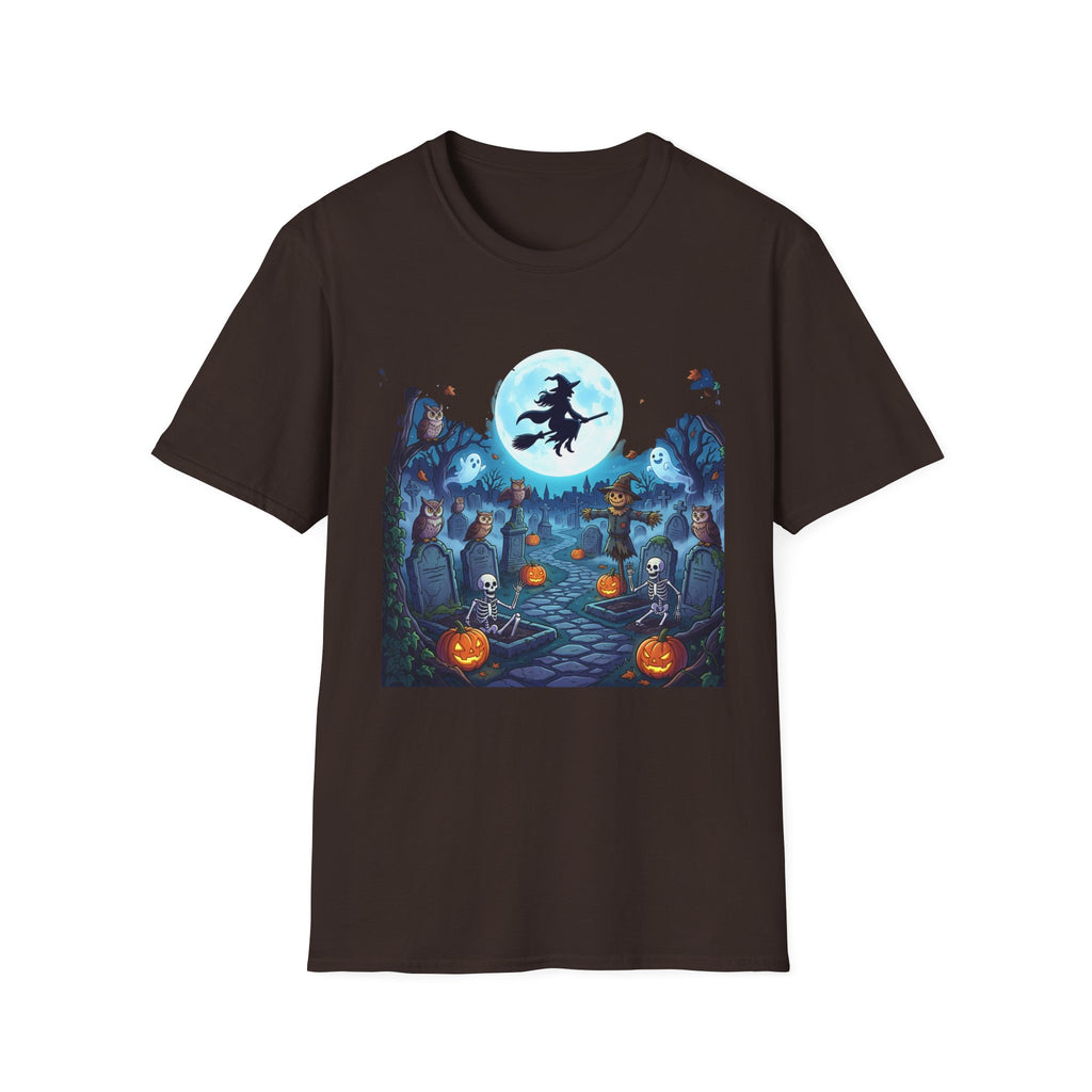 Halloween Witch Moon T-Shirt — Spooky Graveyard Night Tee
