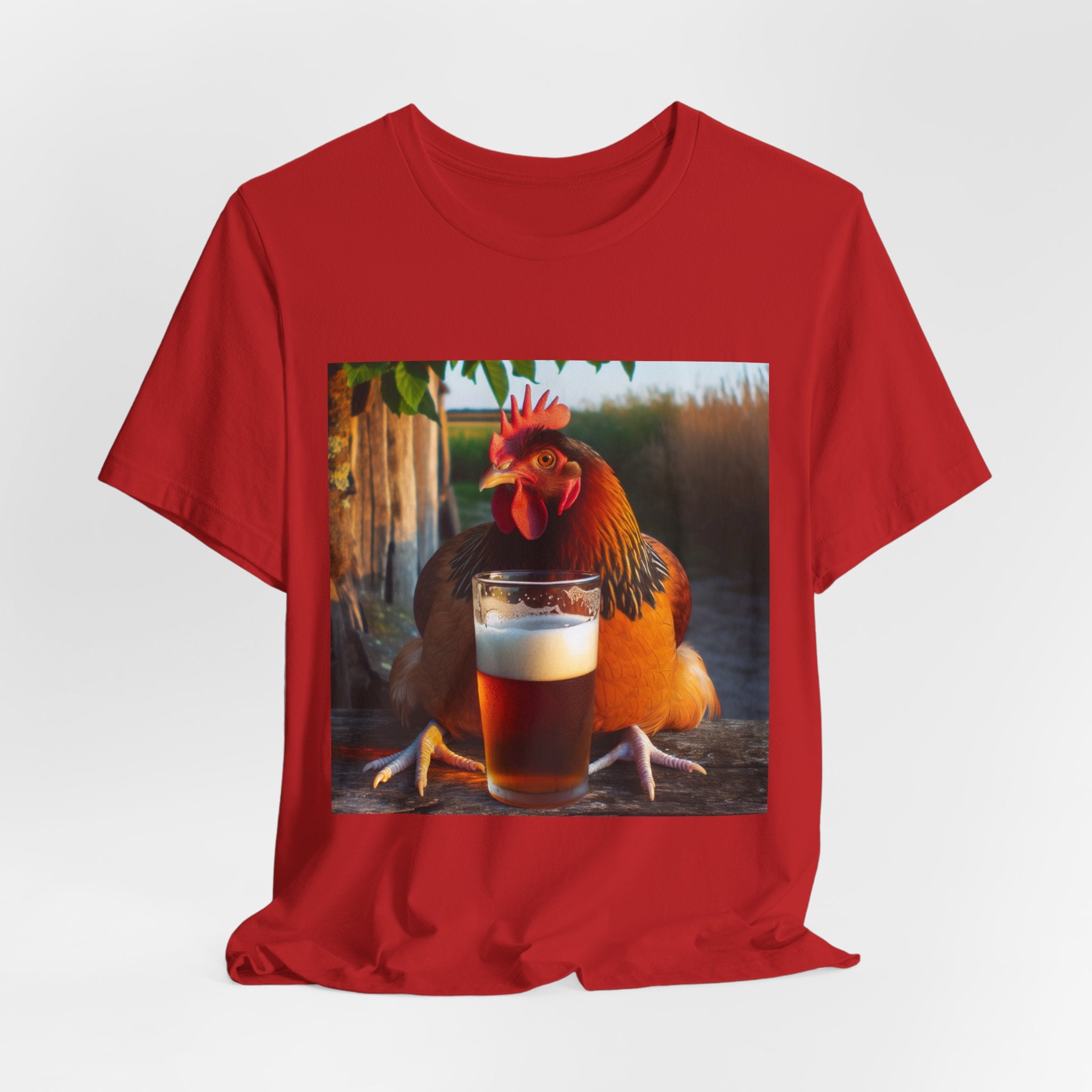 Funny Rooster with Beer Graphic Unisex T-Shirt