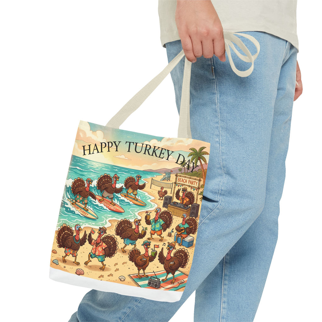 Turkeys Beach Tote Bag – Funny Thanksgiving Summer Beach Tote