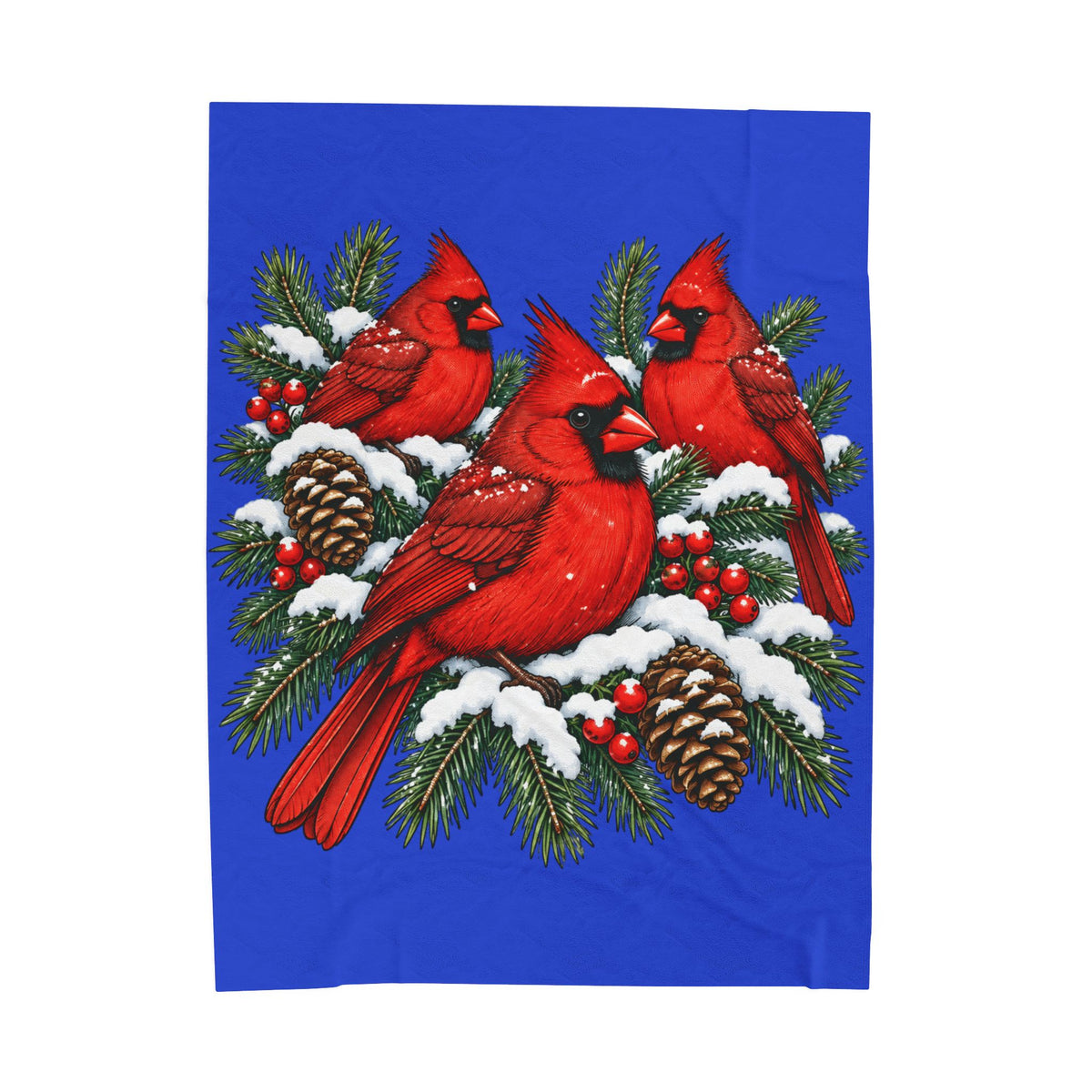 Cardinal Christmas Velveteen Plush Blanket