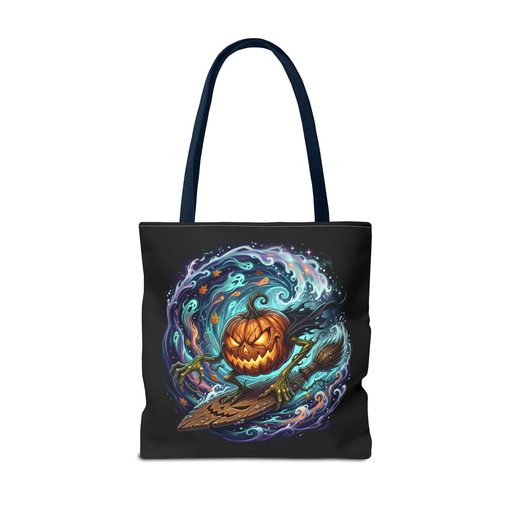 Halloween Surfing Pumpkin Tote Bag — Spooky Jack-o'-Lantern Beach Wave Tote