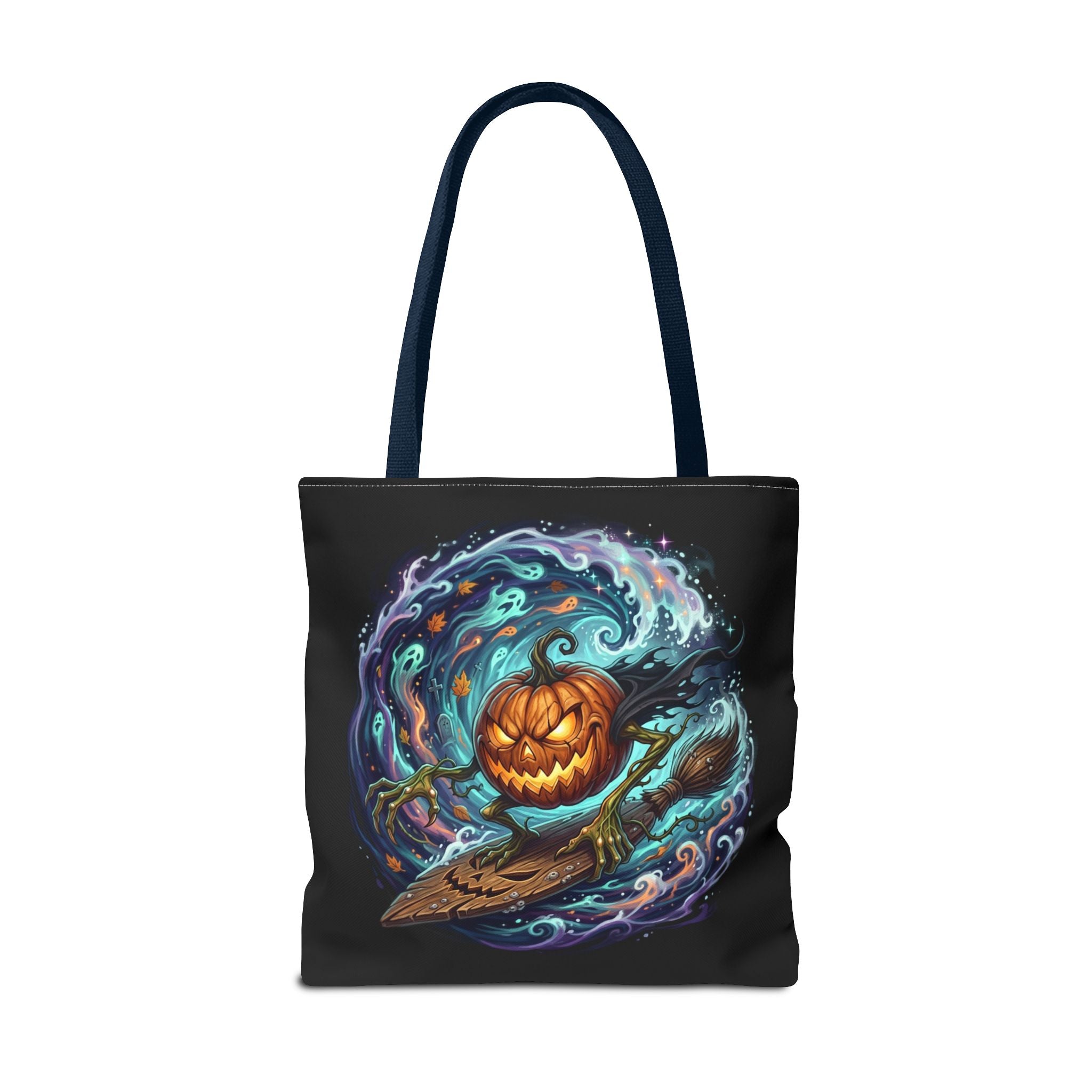 Halloween Surfing Pumpkin Tote Bag — Spooky Jack-o'-Lantern Beach Wave Tote