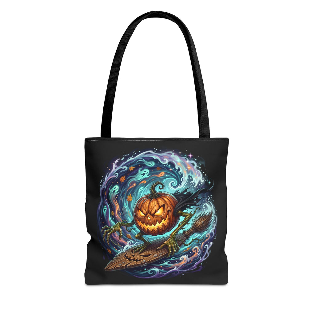 Halloween Surfing Pumpkin Tote Bag — Spooky Jack-o'-Lantern Beach Wave Tote
