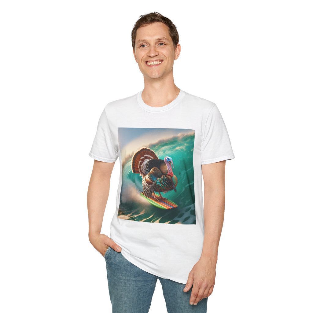 Majestic Surfing Turkey T-Shirt – Thanksgiving Wildlife Graphic Tee