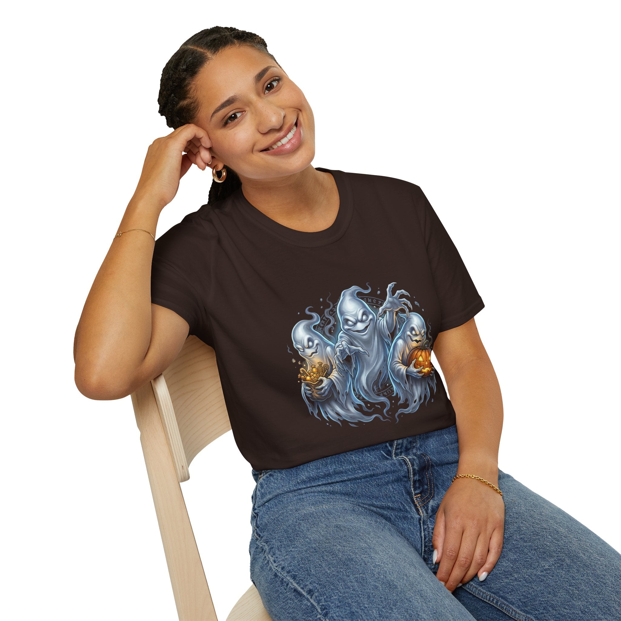 Three Menacing Ghosts Halloween Unisex Softstyle T-Shirt