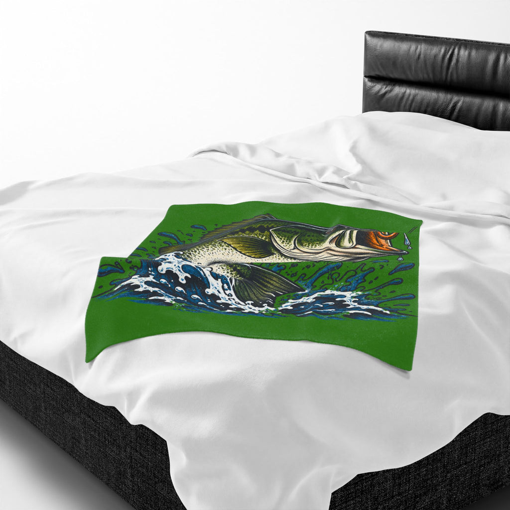 Largemouth Bass Fishing Velveteen Plush Blanket
