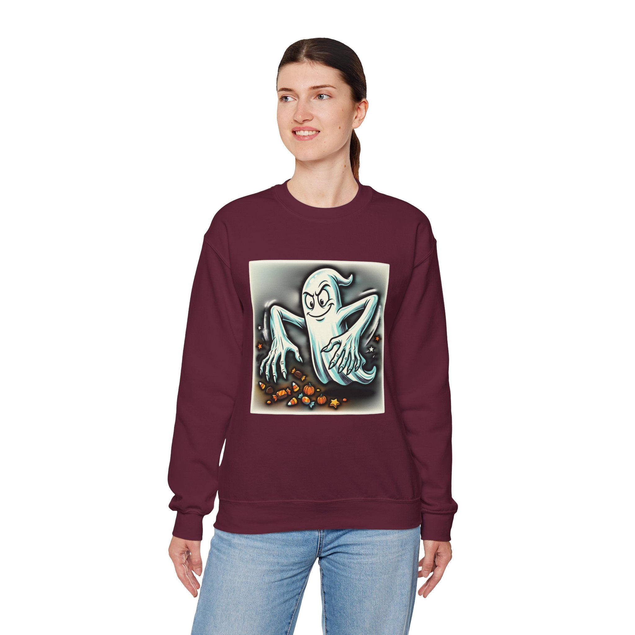 Vintage Candy Ghost Halloween Crewneck Sweatshirt