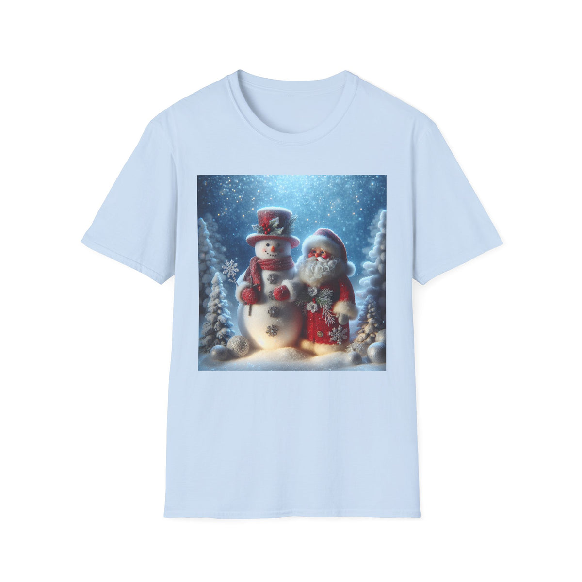 Christmas Santa & Snowman T-Shirt — Holiday Winter Scene Tee