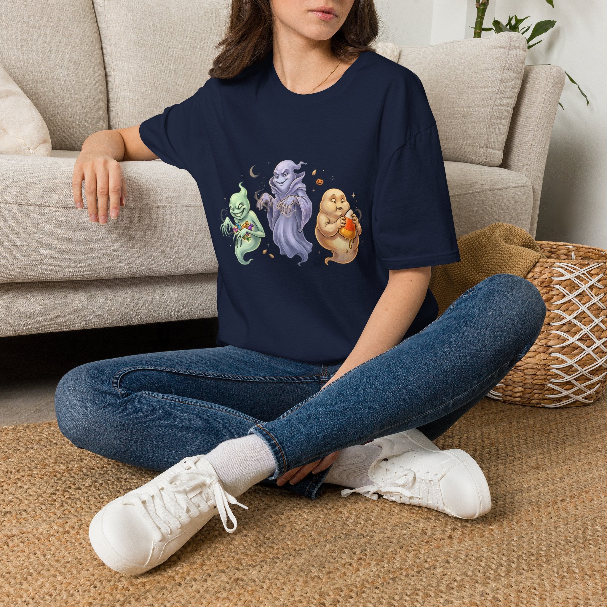 Three Quirky Ghosts Halloween Unisex Softstyle T-Shirt