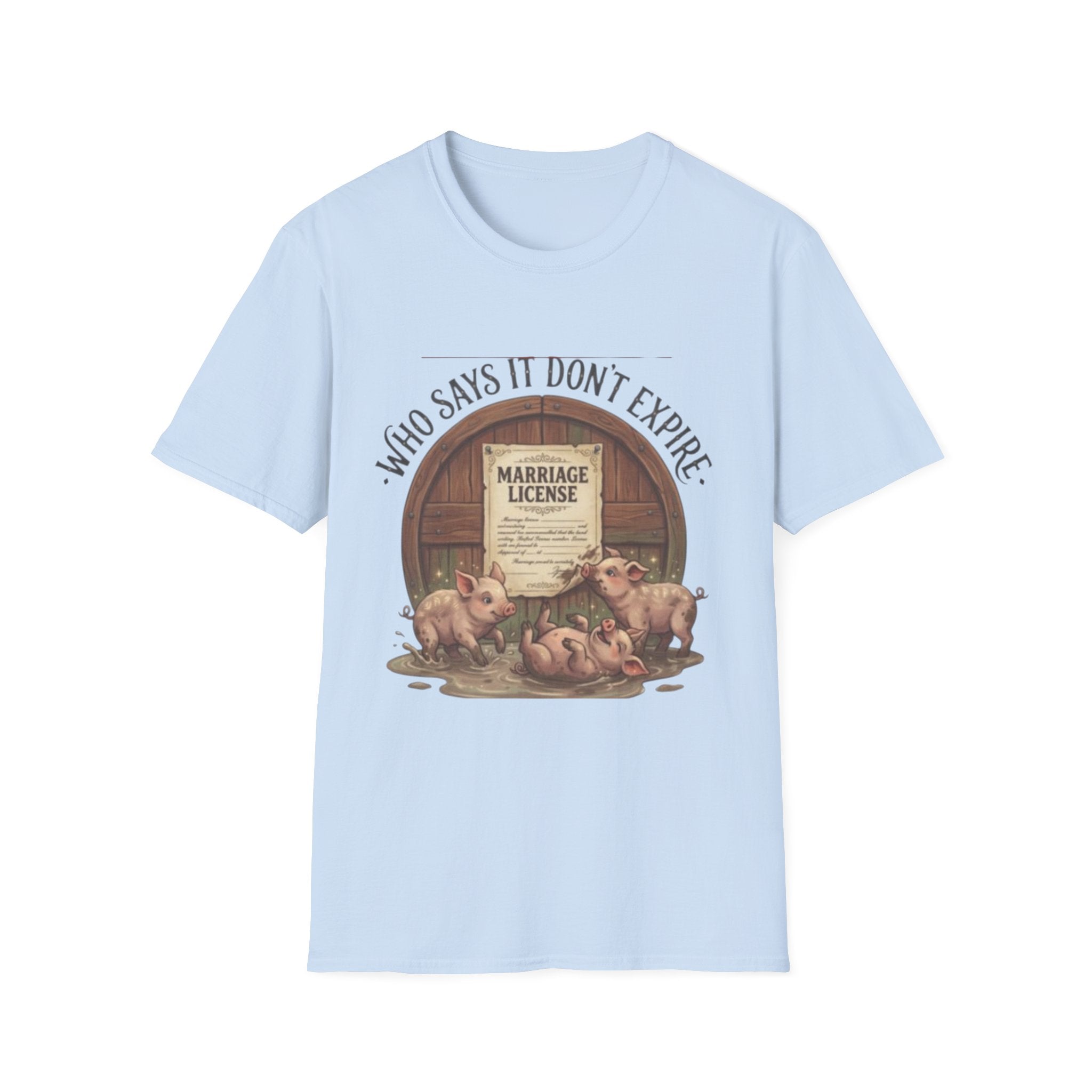 T-Shirt — "Who Says It Don't Expire" Vintage Marriage License Design