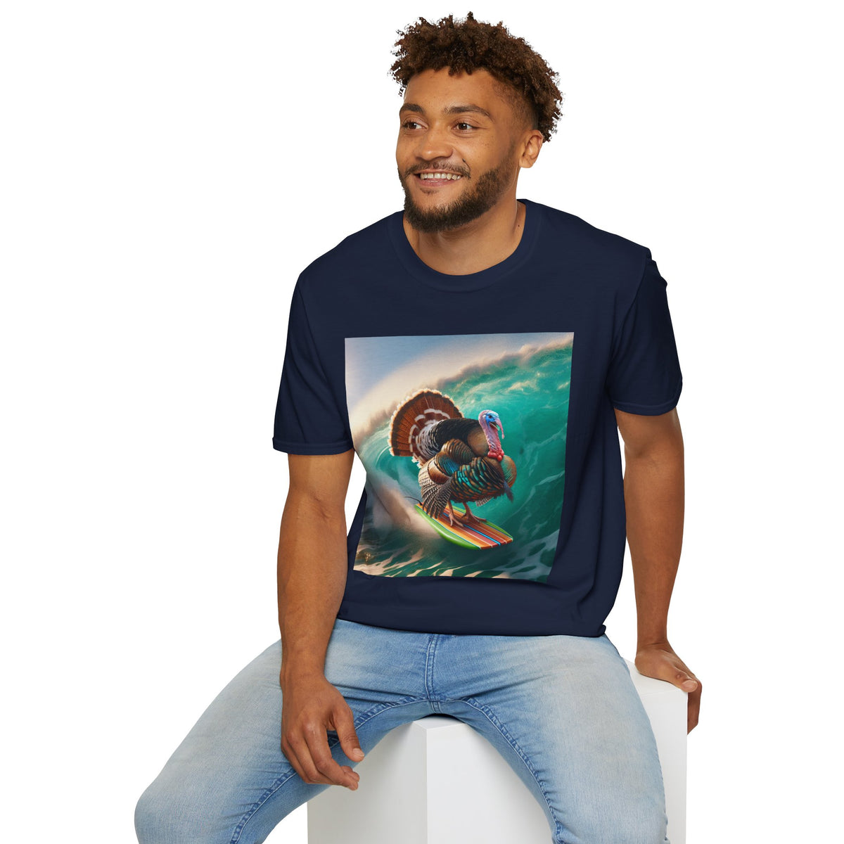 Majestic Surfing Turkey T-Shirt – Thanksgiving Wildlife Graphic Tee