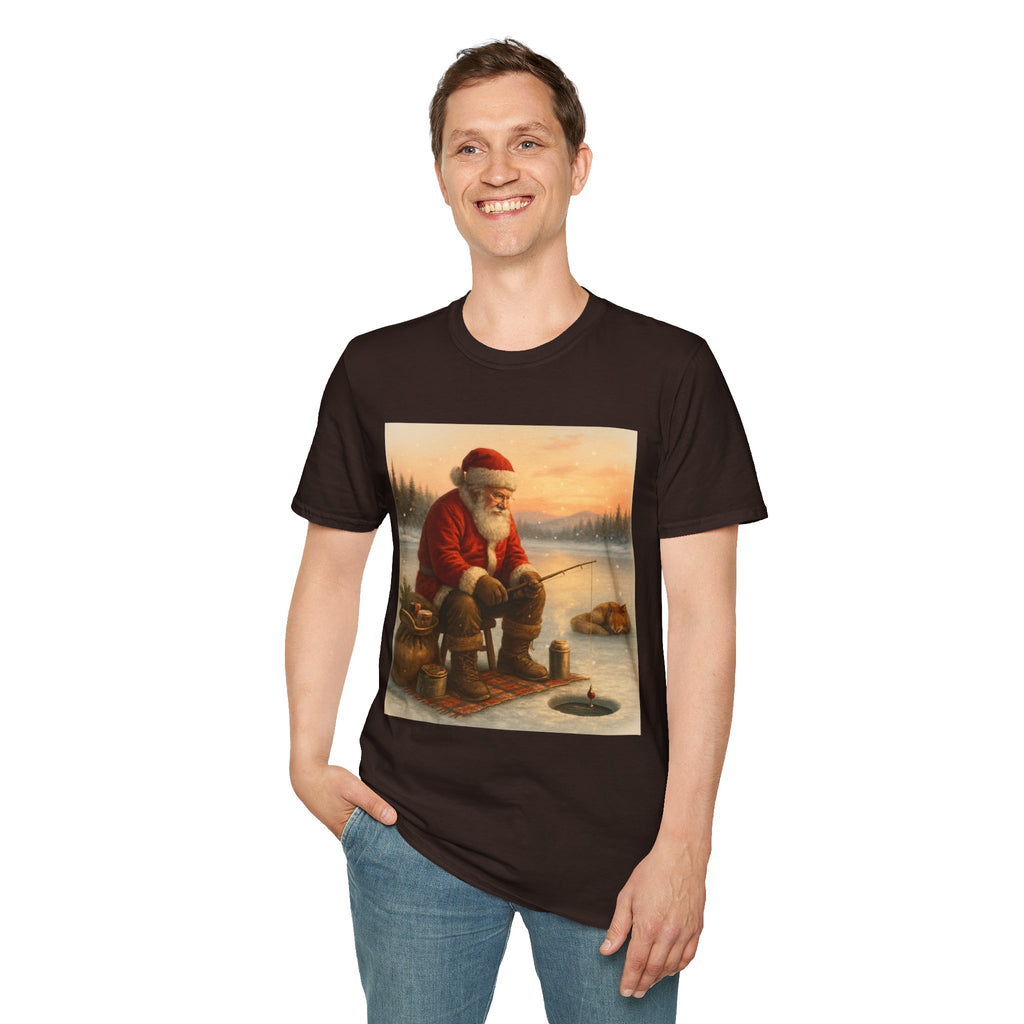 Santa Fishing Christmas T-Shirt