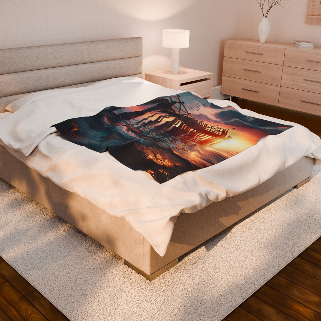 Velveteen Plush Blanket - Beach Pier