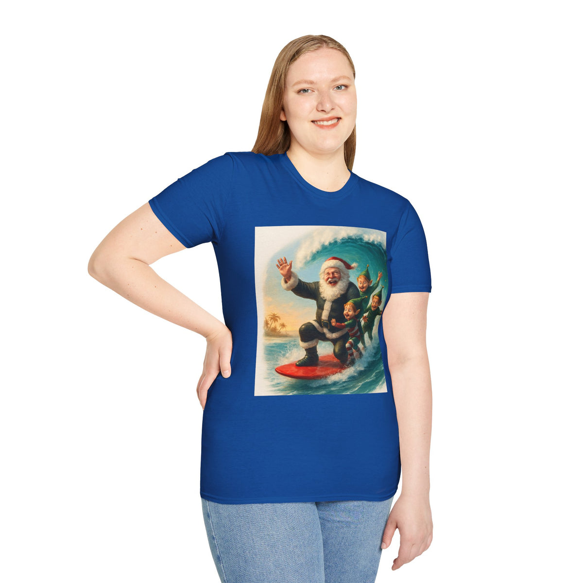 Santa Surfing T-Shirt — Retro Christmas Surfing Santa Tee