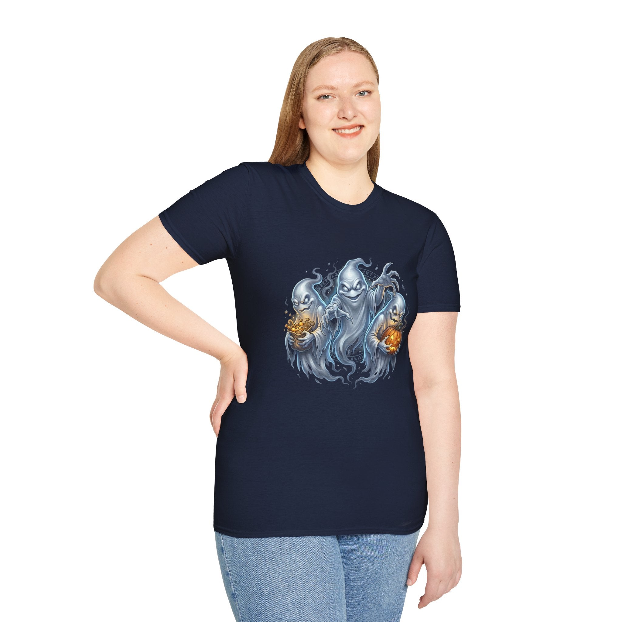 Three Menacing Ghosts Halloween Unisex Softstyle T-Shirt