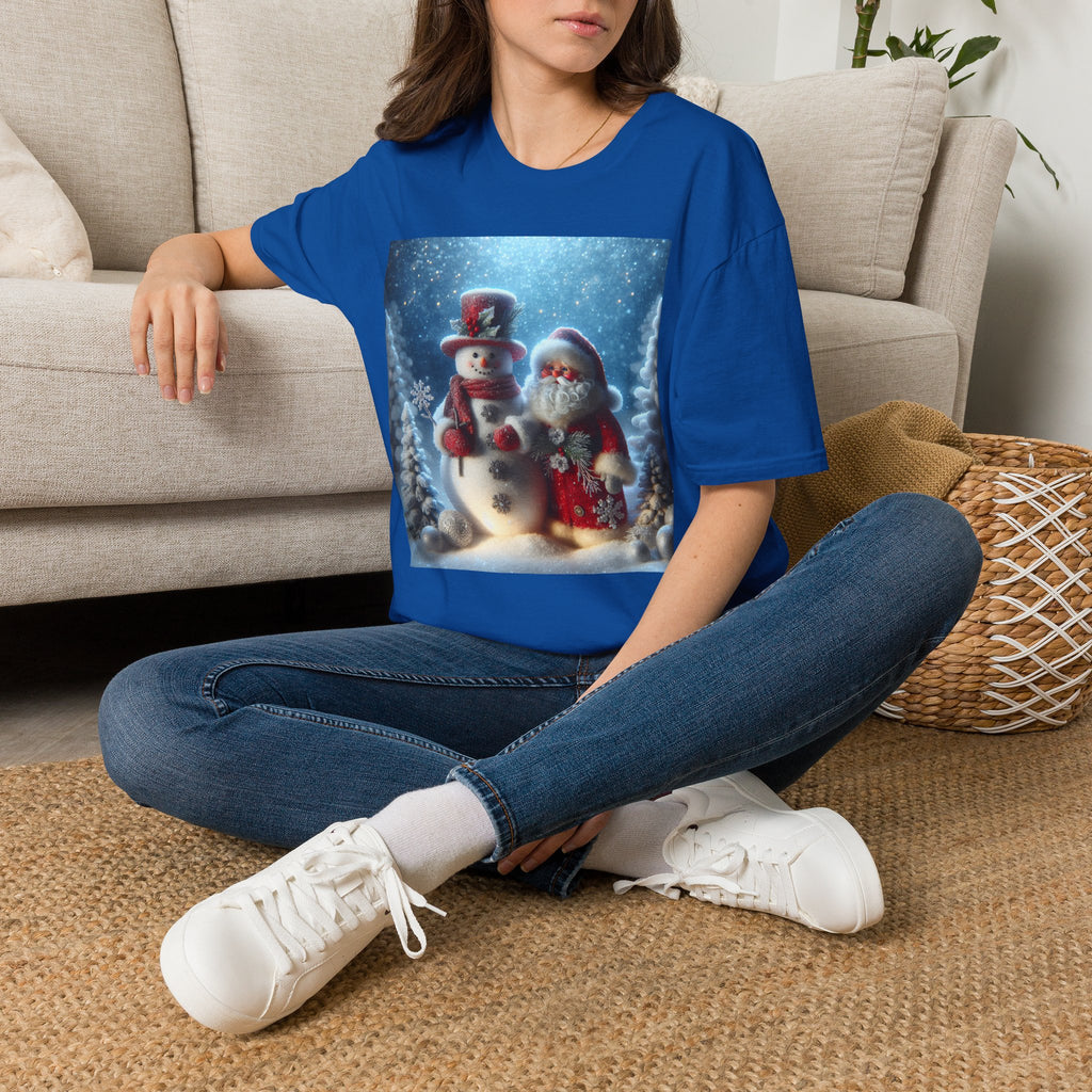 Christmas Santa & Snowman T-Shirt — Holiday Winter Scene Tee