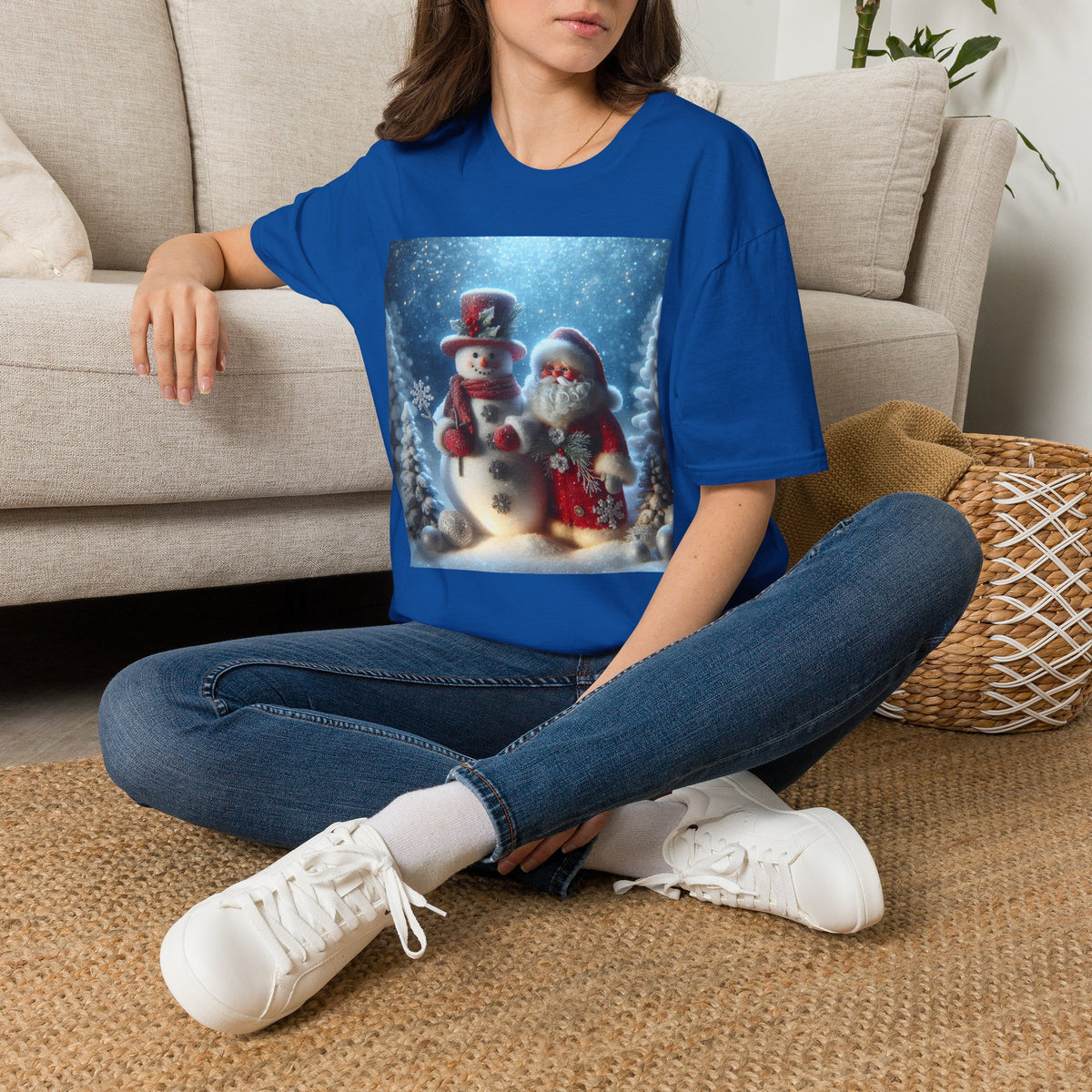 Christmas Santa & Snowman T-Shirt — Holiday Winter Scene Tee