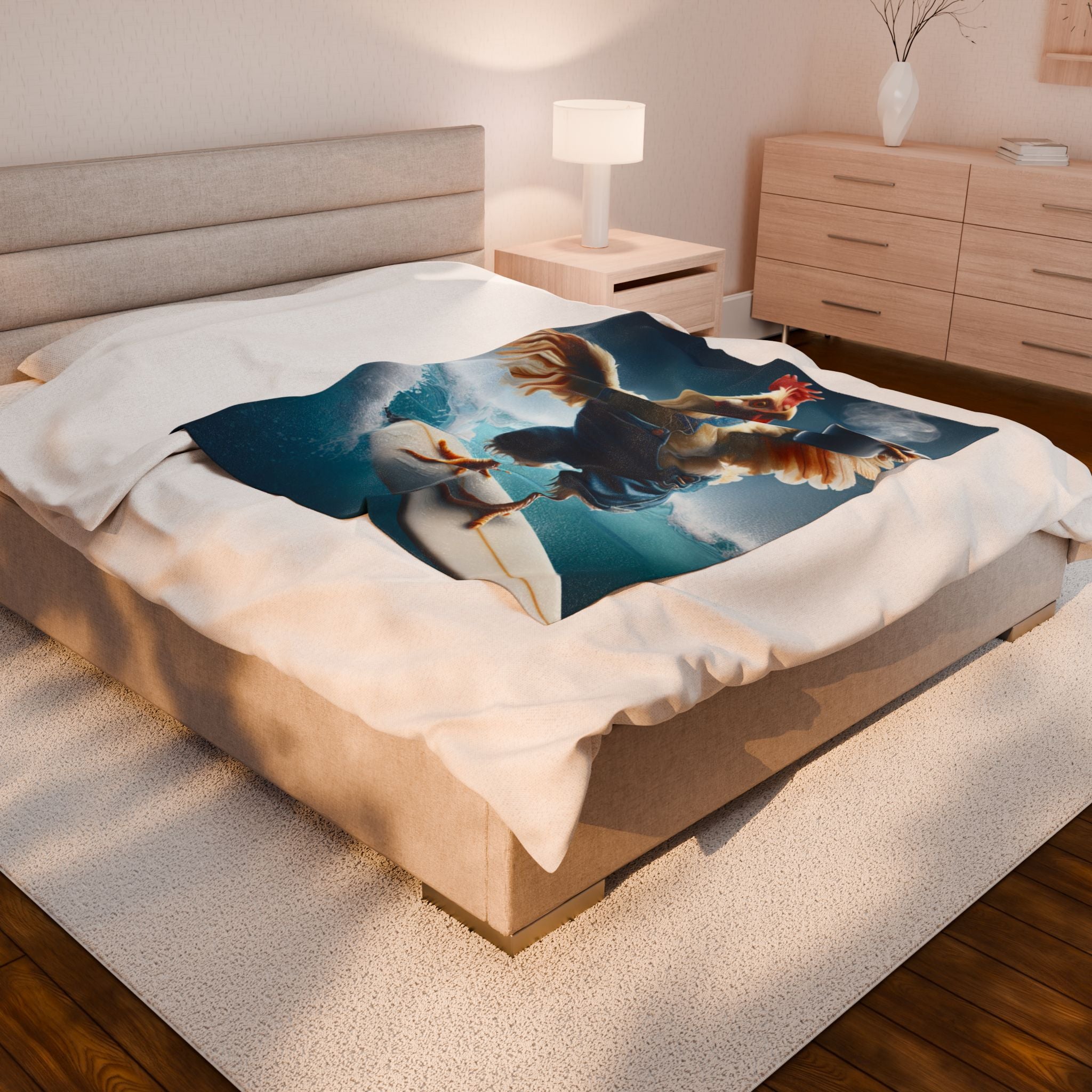Velveteen Plush Blanket - Rooster Surfing