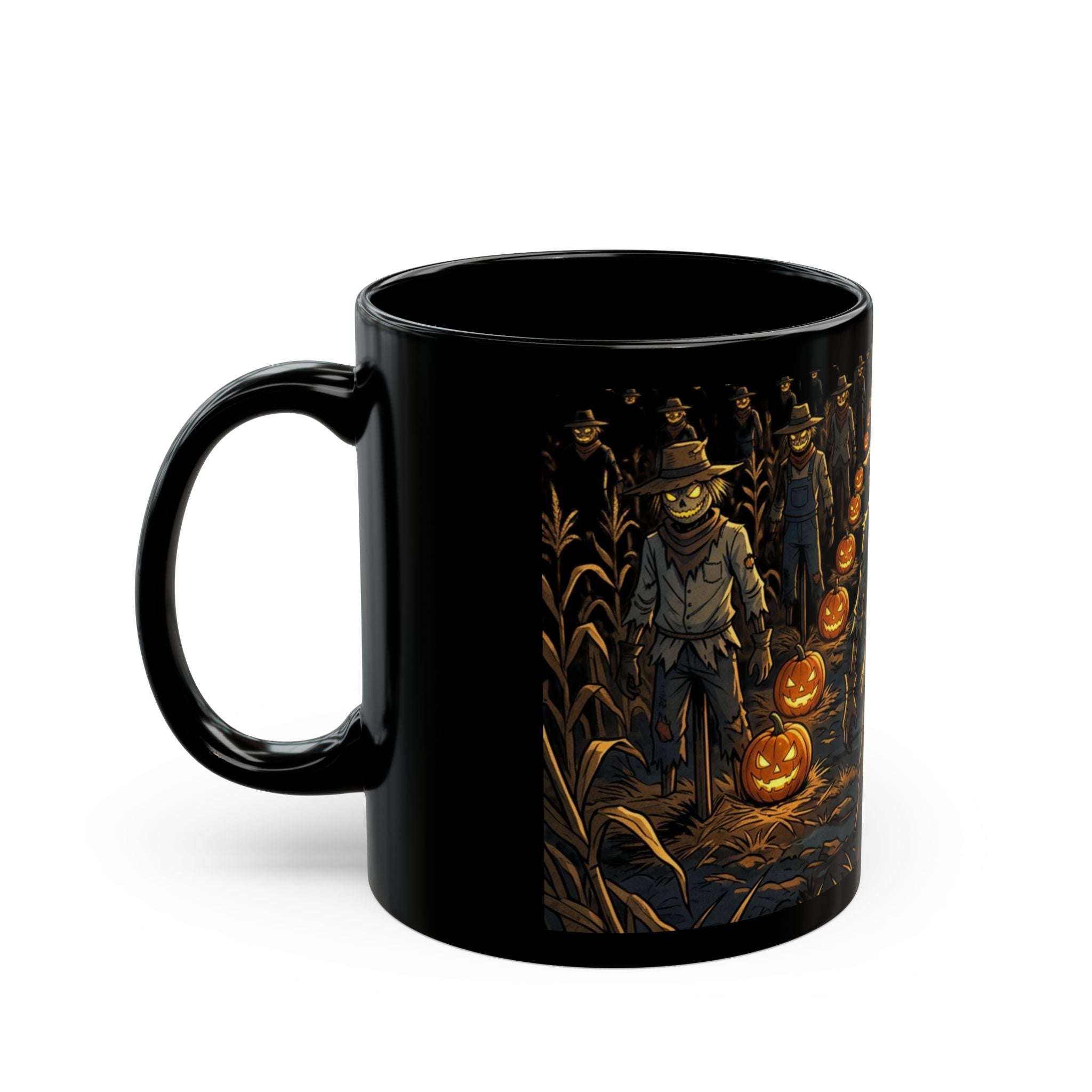 Halloween Scarecrow Pumpkin Path Black Mug (11oz, 15oz)