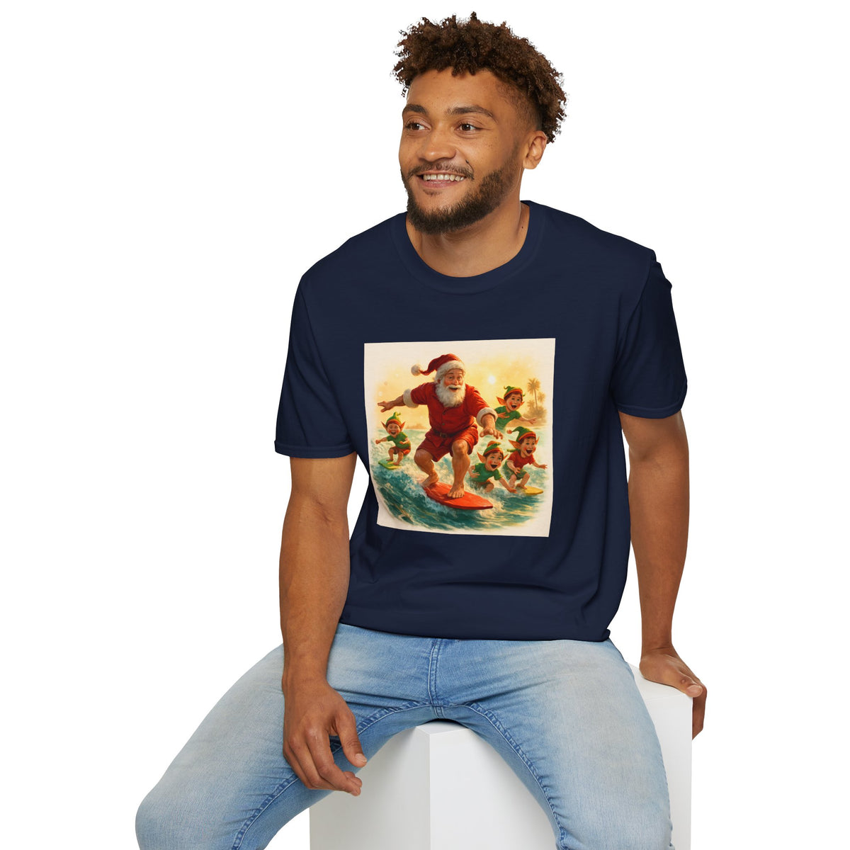 Surfing Santa Vintage Christmas T-Shirt