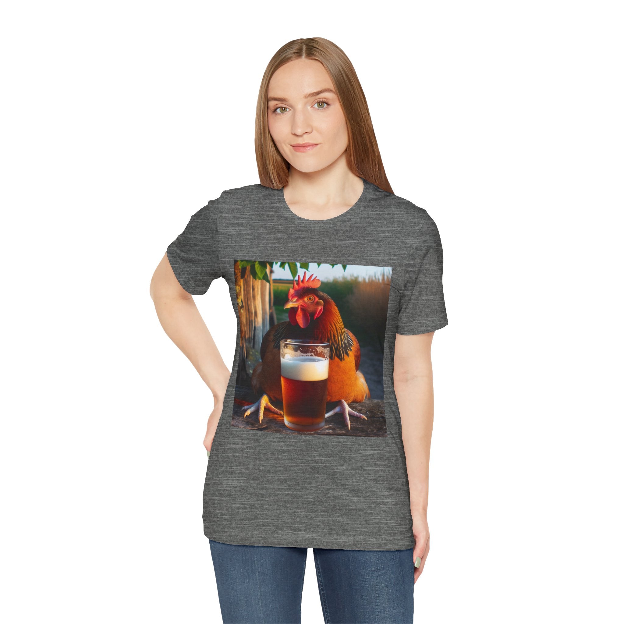 Funny Rooster with Beer Graphic Unisex T-Shirt