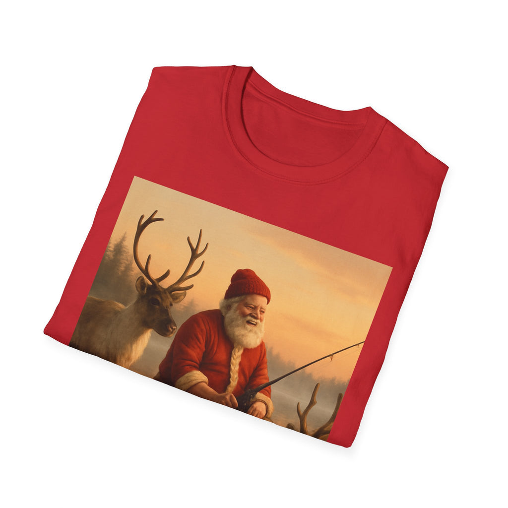 Santa Fishing with Reindeer T-Shirt