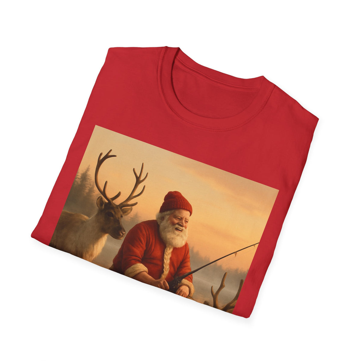 Santa Fishing with Reindeer T-Shirt