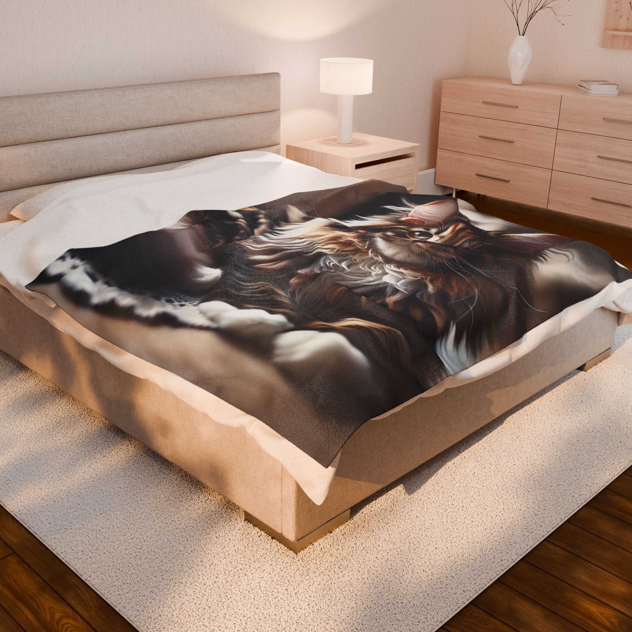 Velveteen Plush Blanket - Maine Coon Cat 2