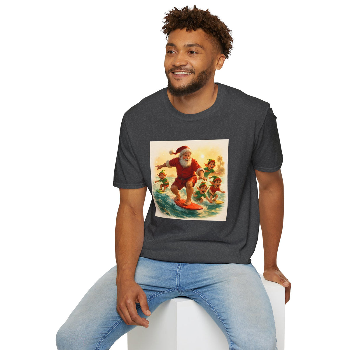 Surfing Santa Vintage Christmas T-Shirt