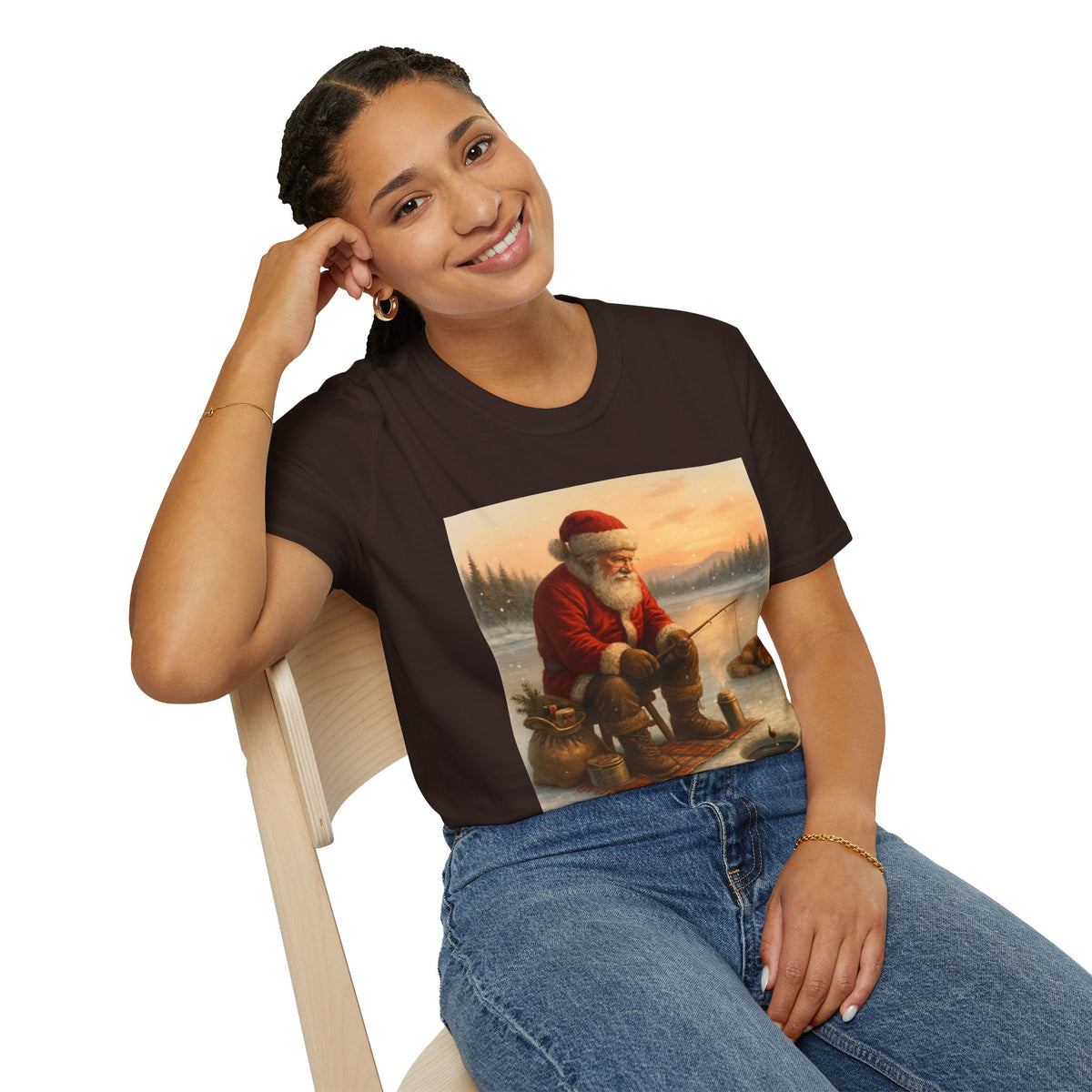 Santa Fishing Christmas T-Shirt