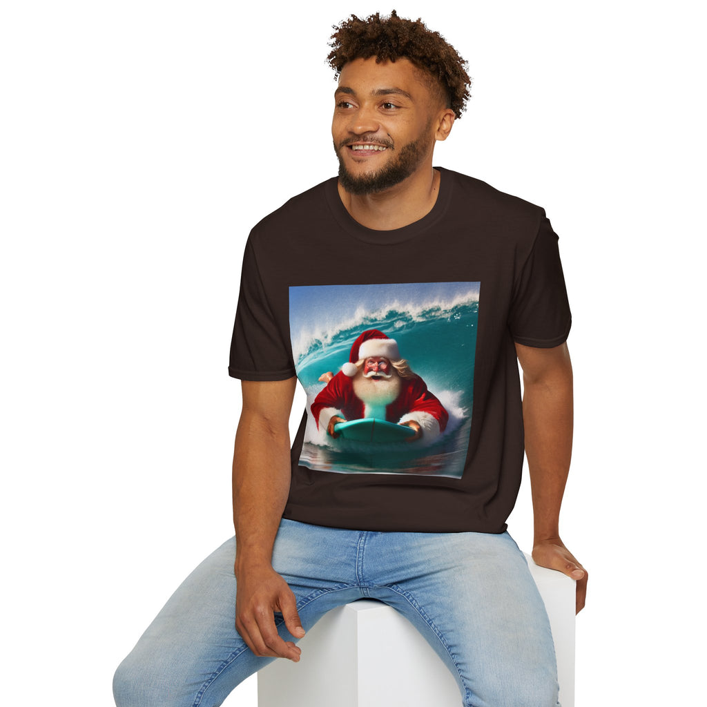 Surfing Santa T-Shirt — Funny Christmas Surf Holiday Tee