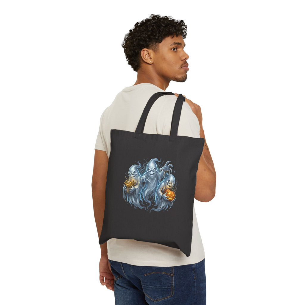 THREE LITTLE GHOST Cotton Canvas Tote Bag
