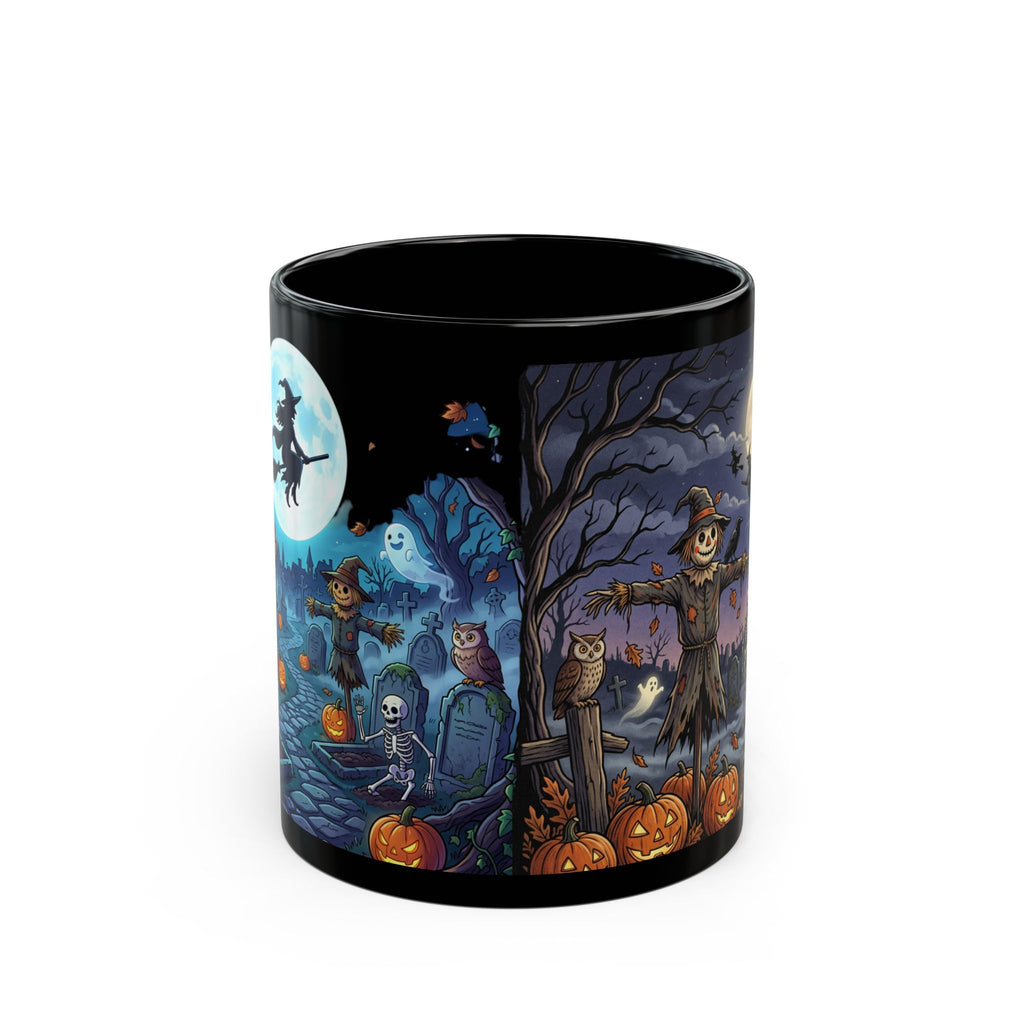 Halloween Haunted Night Mug — Spooky Pumpkin, Skeleton & Witch Coffee Cup (11oz/15oz)