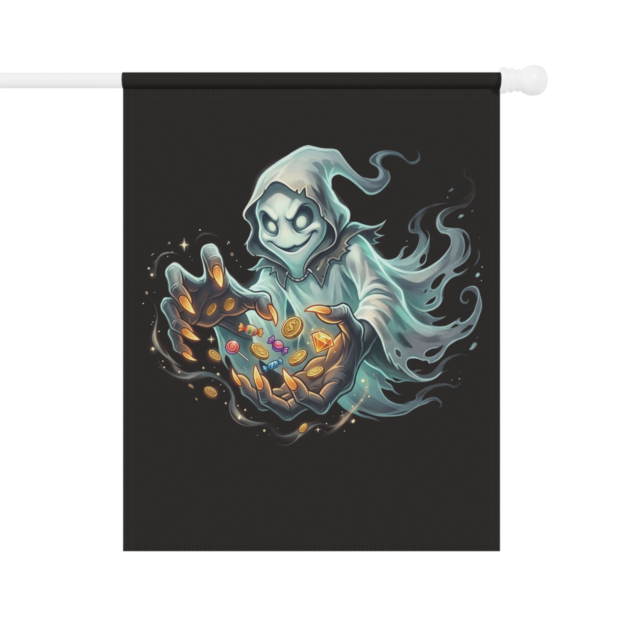 Teal Specter Halloween Garden & House Banner