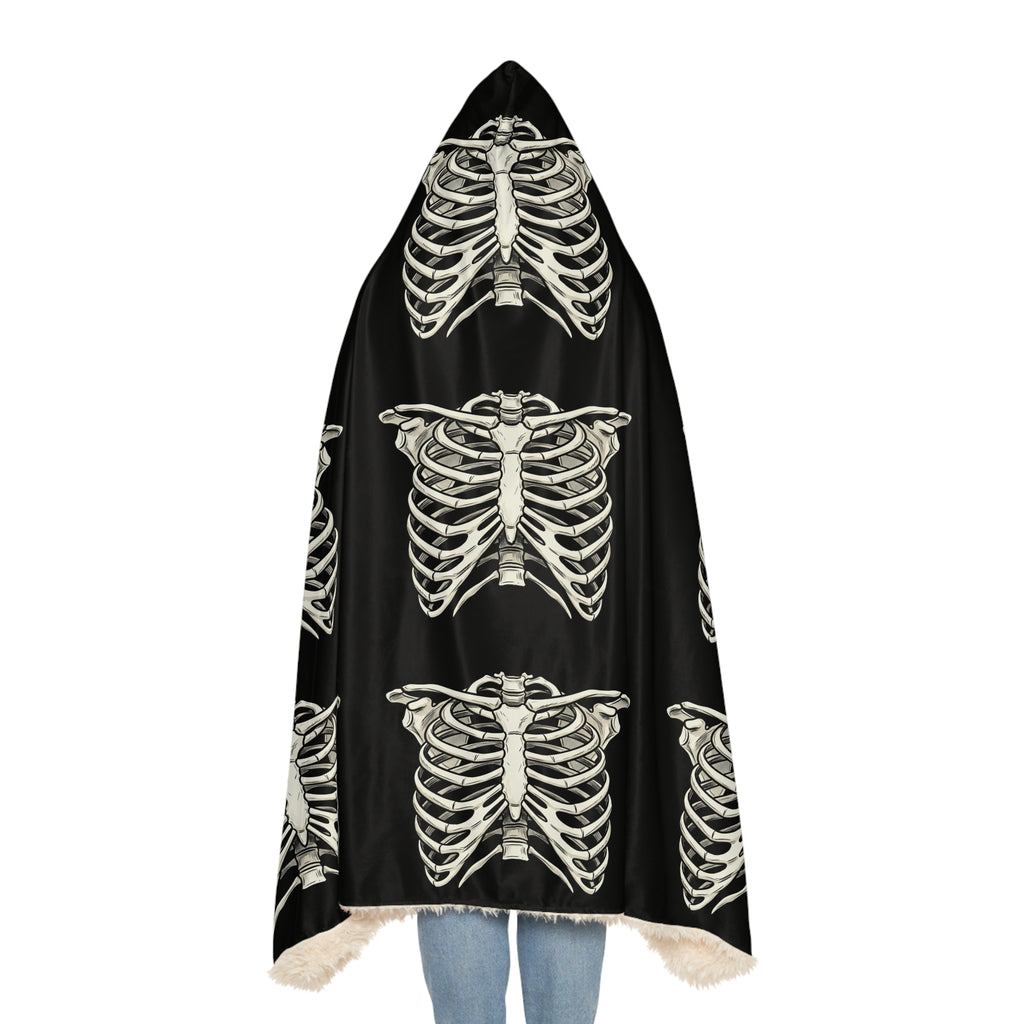 Hooded Skeleton Ribcage Snuggle Blanket – Cozy Halloween Throw