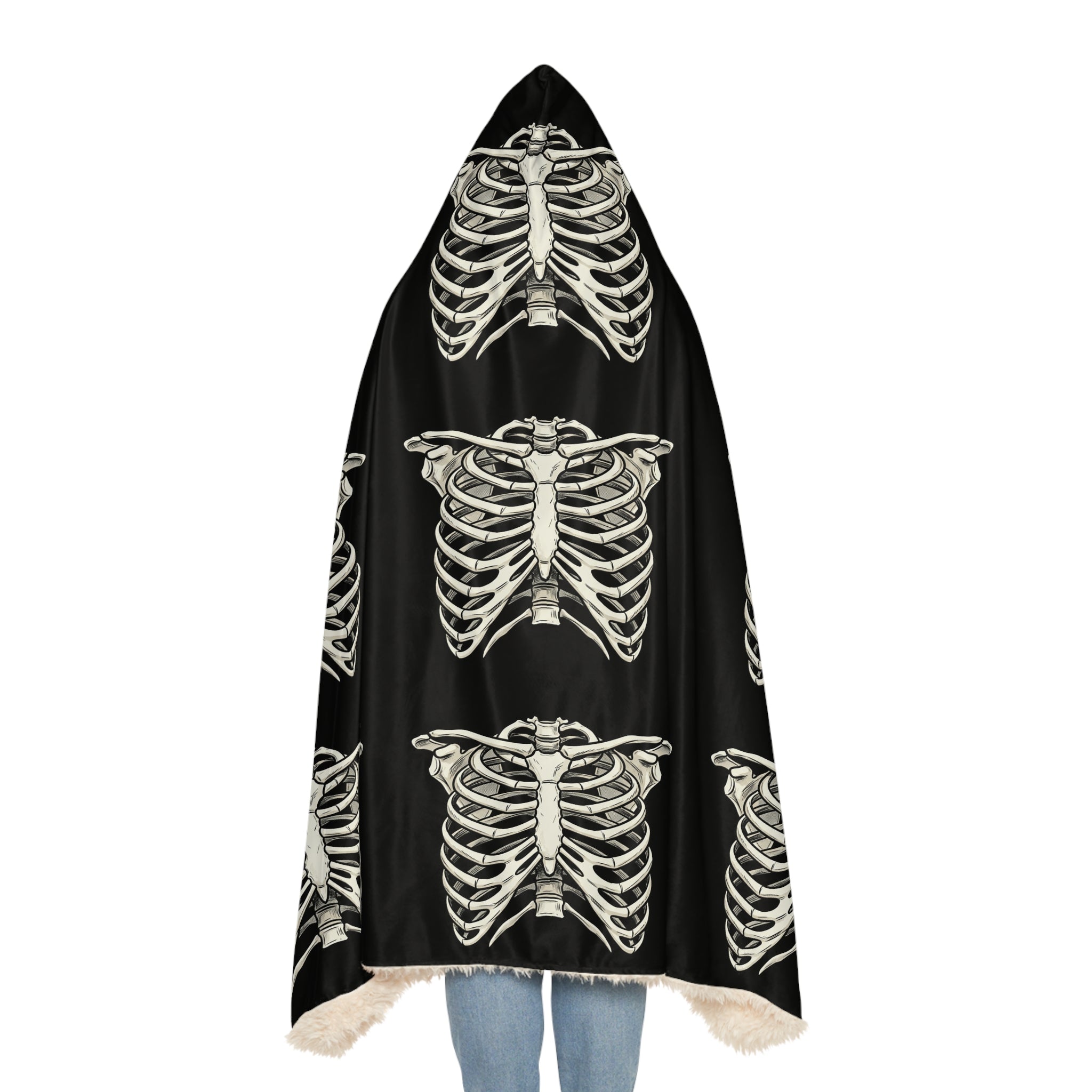 Hooded Skeleton Ribcage Snuggle Blanket – Cozy Halloween Throw