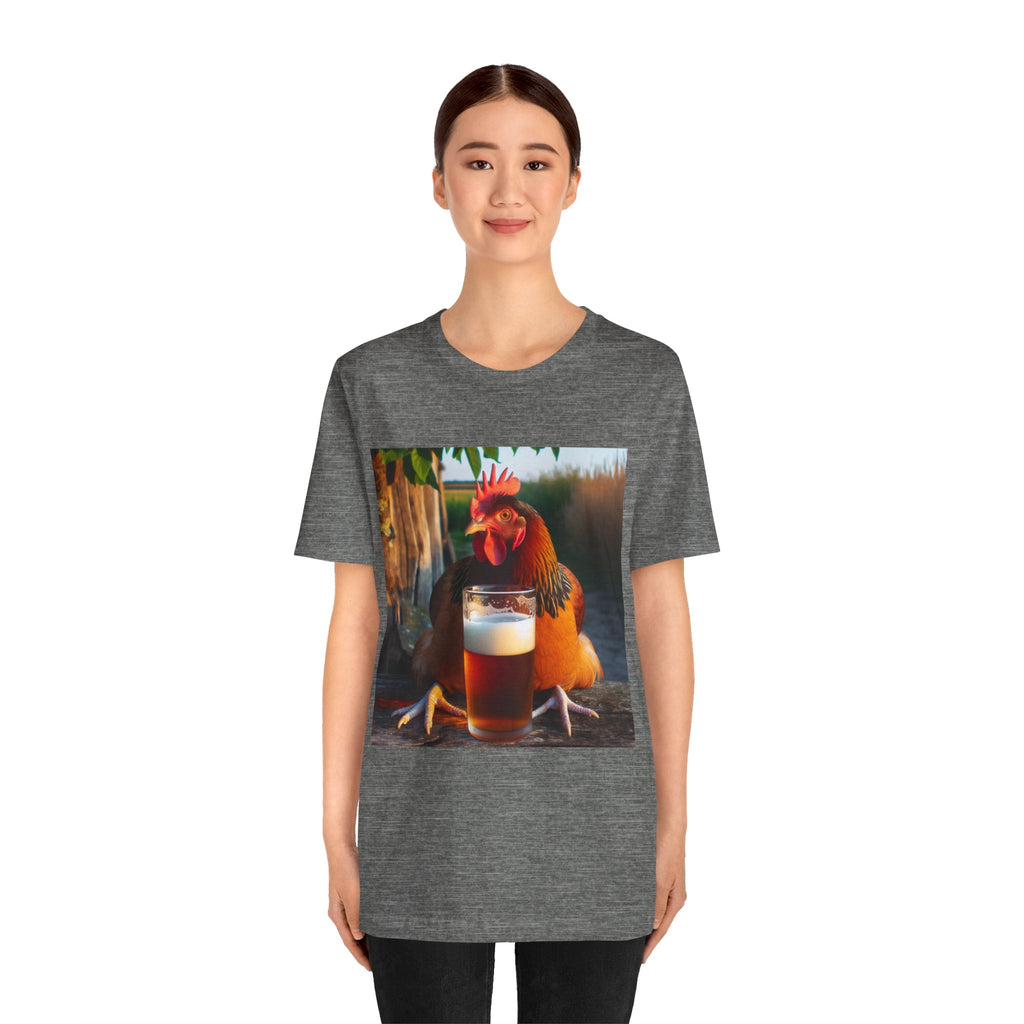 Funny Rooster with Beer Graphic Unisex T-Shirt