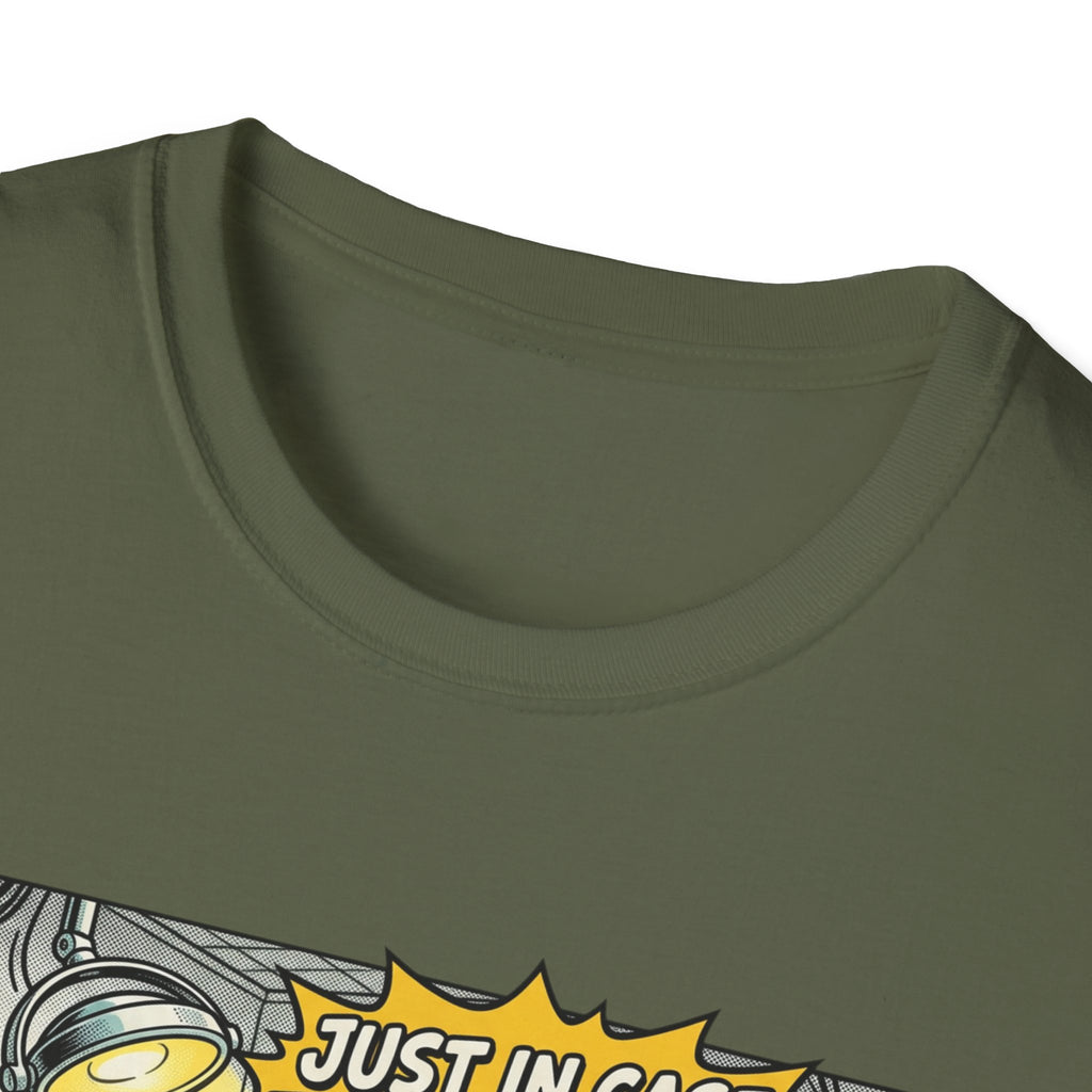 Dental Chair Cartoon T‑Shirt — “Just in Case the Novocaine Doesn’t Work” Funny Dentist Tee