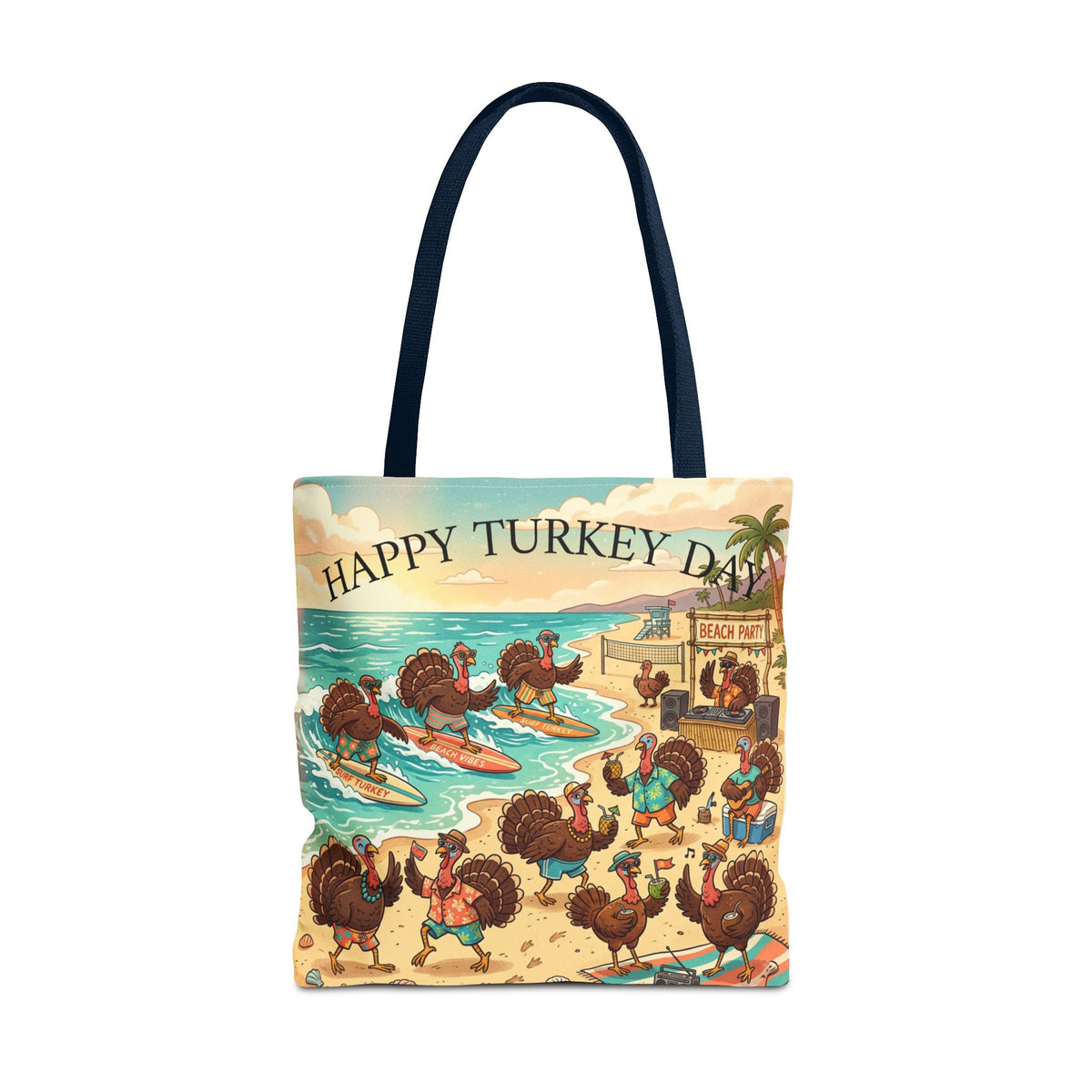 Turkeys Beach Tote Bag – Funny Thanksgiving Summer Beach Tote