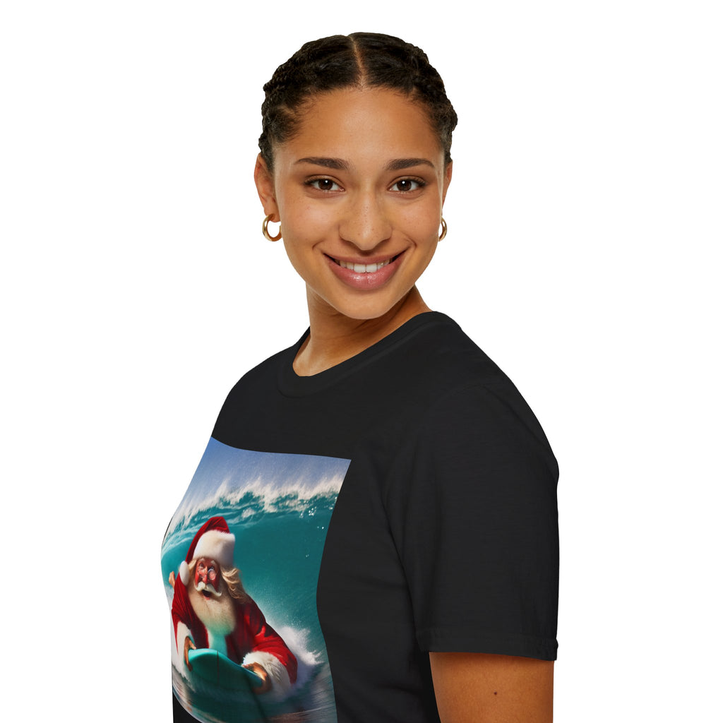 Surfing Santa T-Shirt — Funny Christmas Surf Holiday Tee
