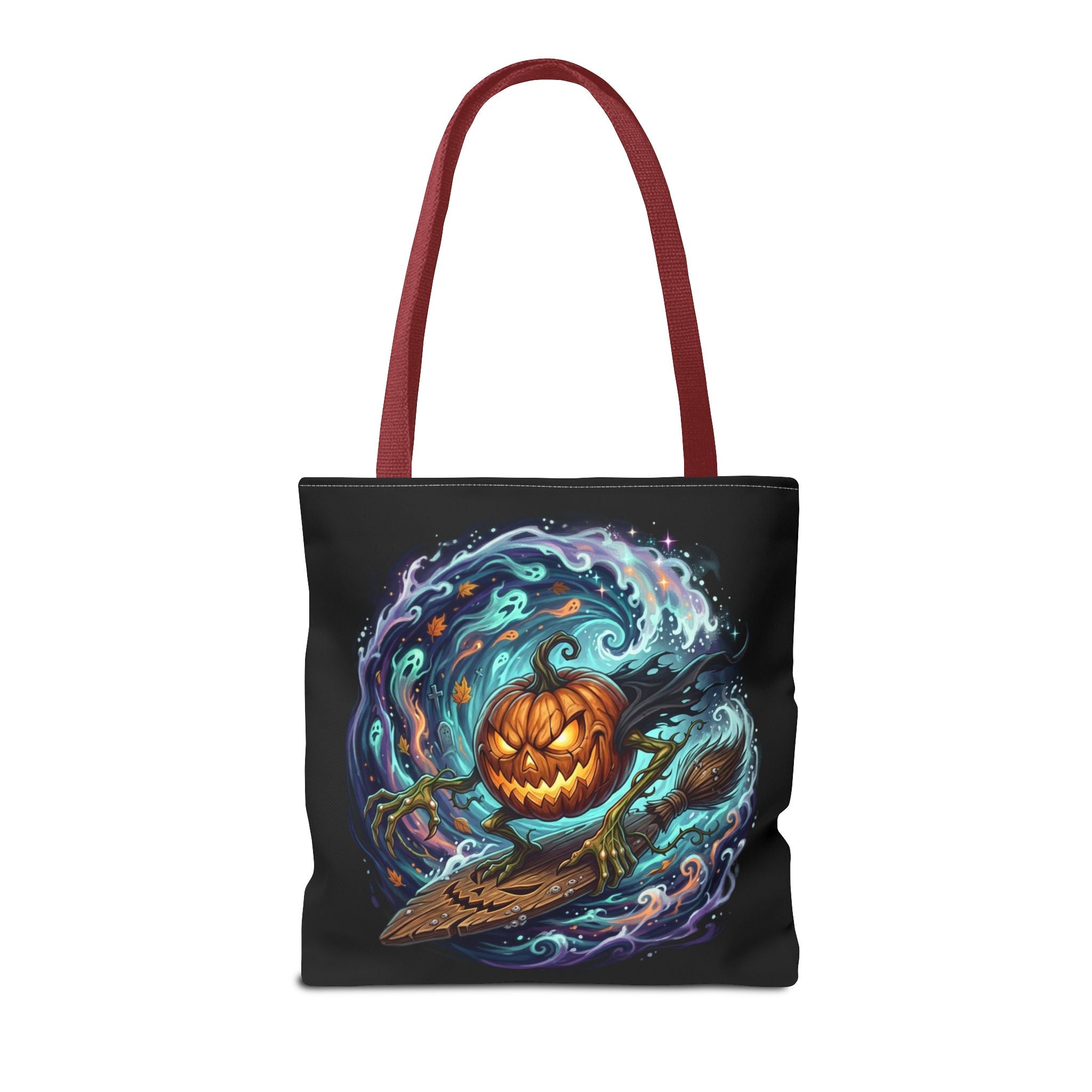 Halloween Surfing Pumpkin Tote Bag — Spooky Jack-o'-Lantern Beach Wave Tote