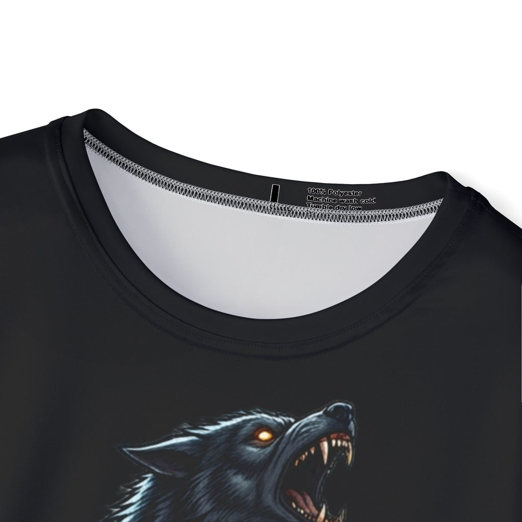 Werewolf Graphic Jersey — Men's Black All-Over Print Sports Tee