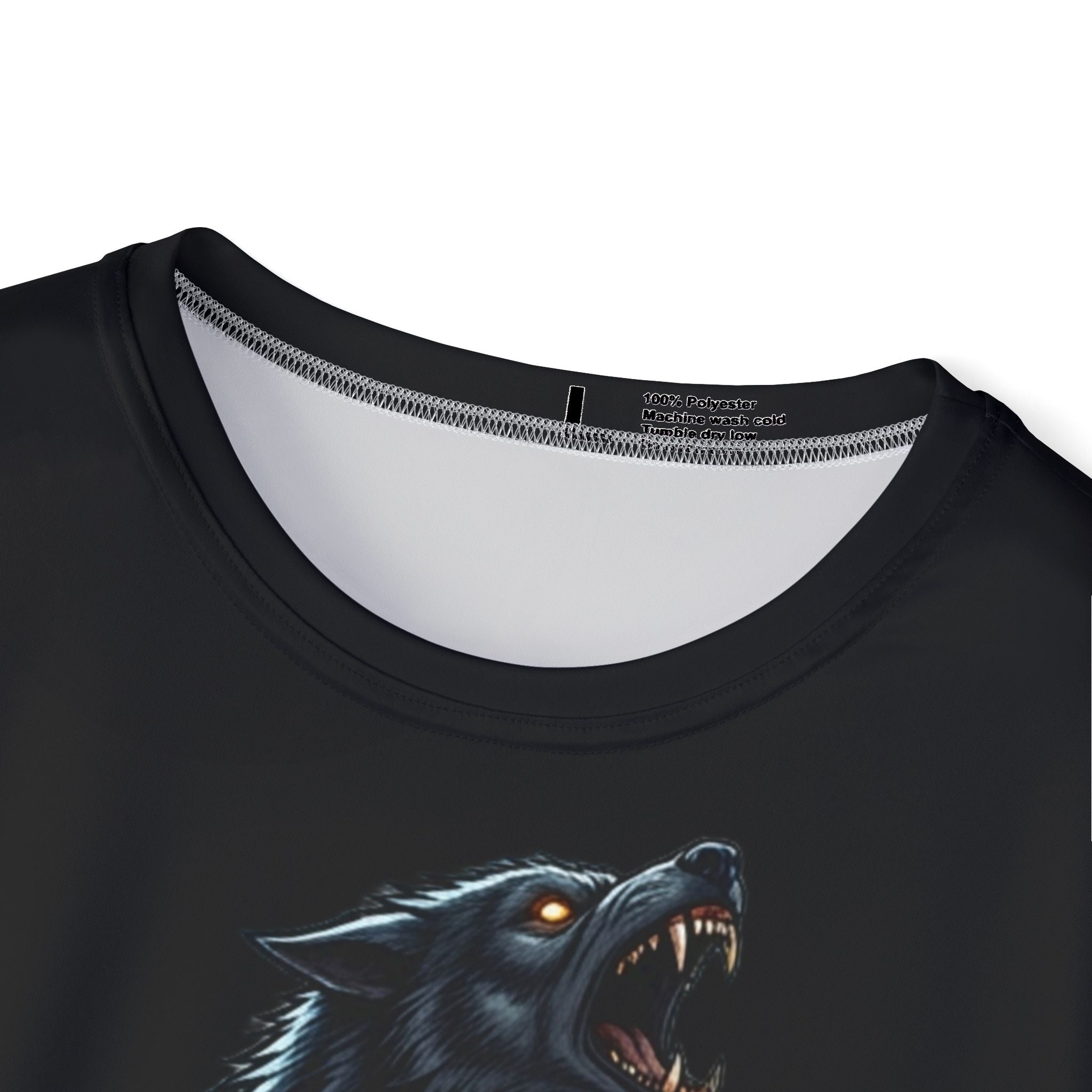Werewolf Graphic Jersey — Men's Black All-Over Print Sports Tee