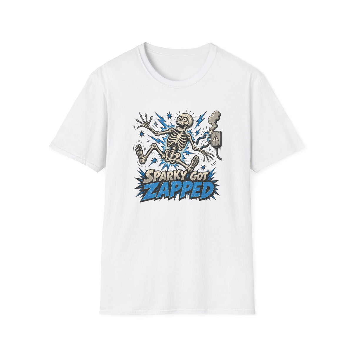 Sparky Got Zapped Skeleton Lightning T-Shirt