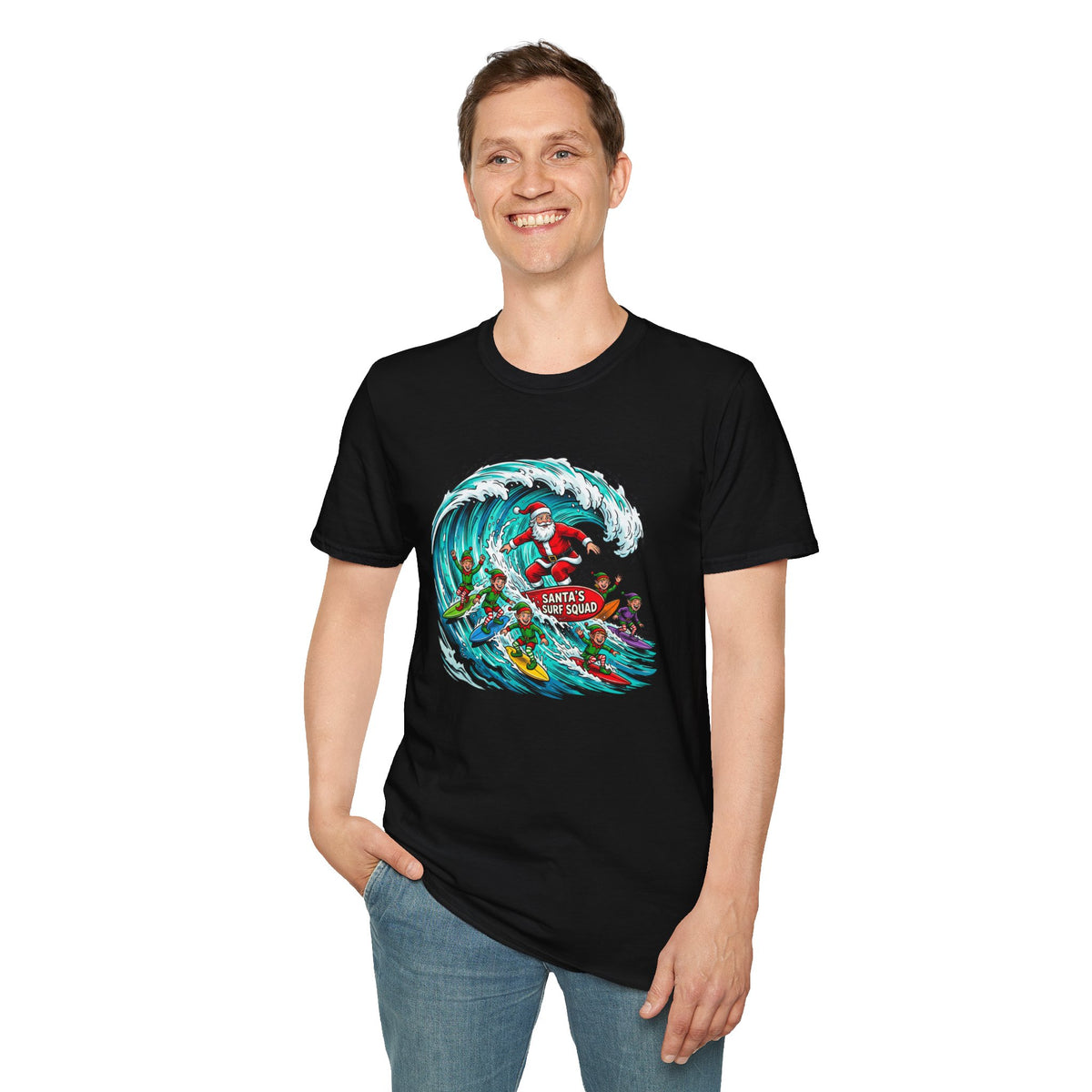 Santa’s Surf Christmas T-Shirt – Tropical Holiday Gift