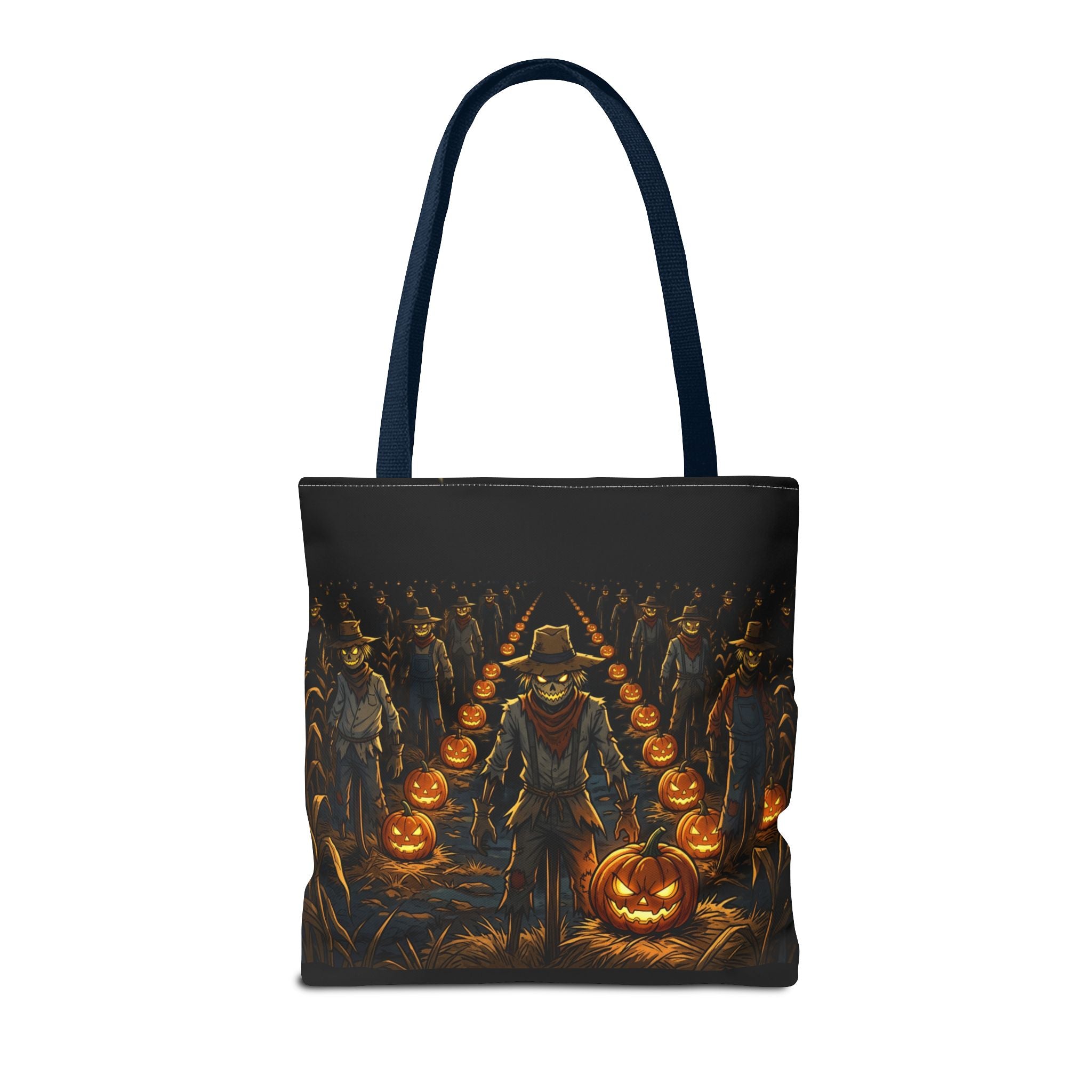 Halloween Scarecrow Parade Tote Bag – Spooky Pumpkin Field All-Over Print Tote