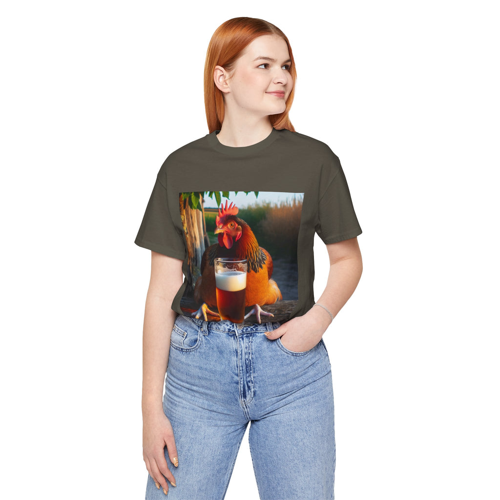 Funny Rooster with Beer Graphic Unisex T-Shirt
